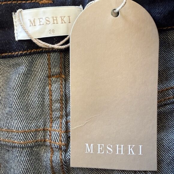 NEW NWT MESHKI Janessa Straight Leg Denim Jeans High Waist Indigo Blue - Picture 12 of 15